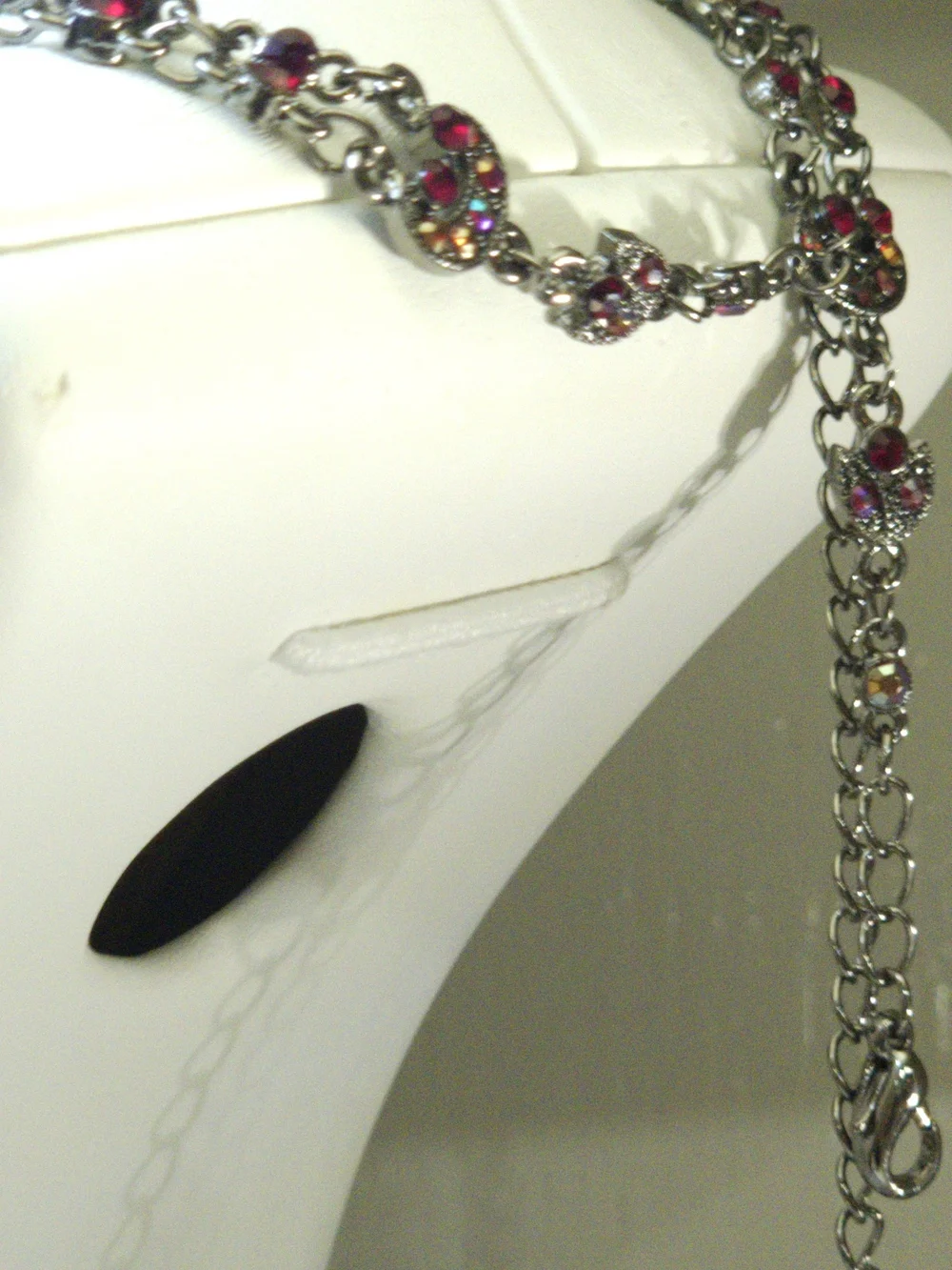 NWT Vintage Gothic Red Rhinestone Choker Necklace Earring Set Original Packaging